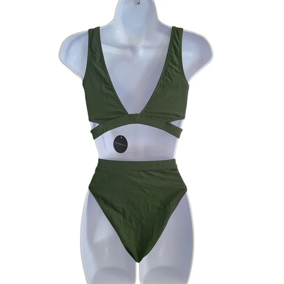 Blooming Jelly Olive Green High Waisted Bikini Size S - Picture 4 of 10